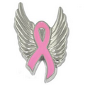 Breast Cancer Ribbon with Wings Pin